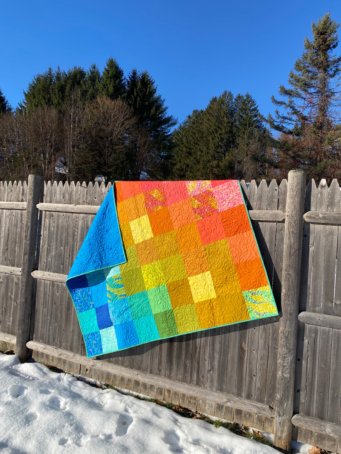 Rainbow Patchwork Quilt - A Drawing!
