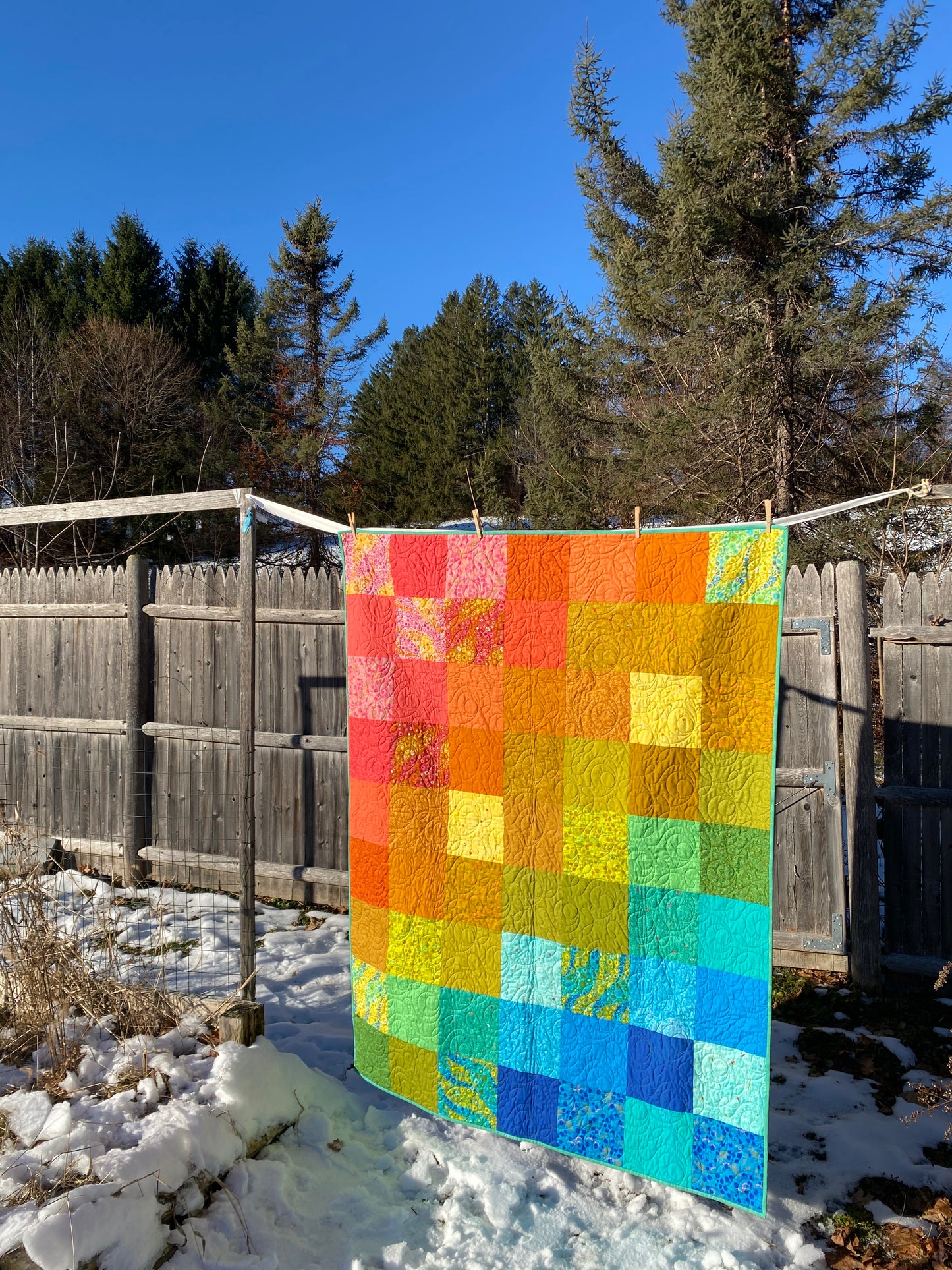 Rainbow Patchwork Quilt  - A Drawing!