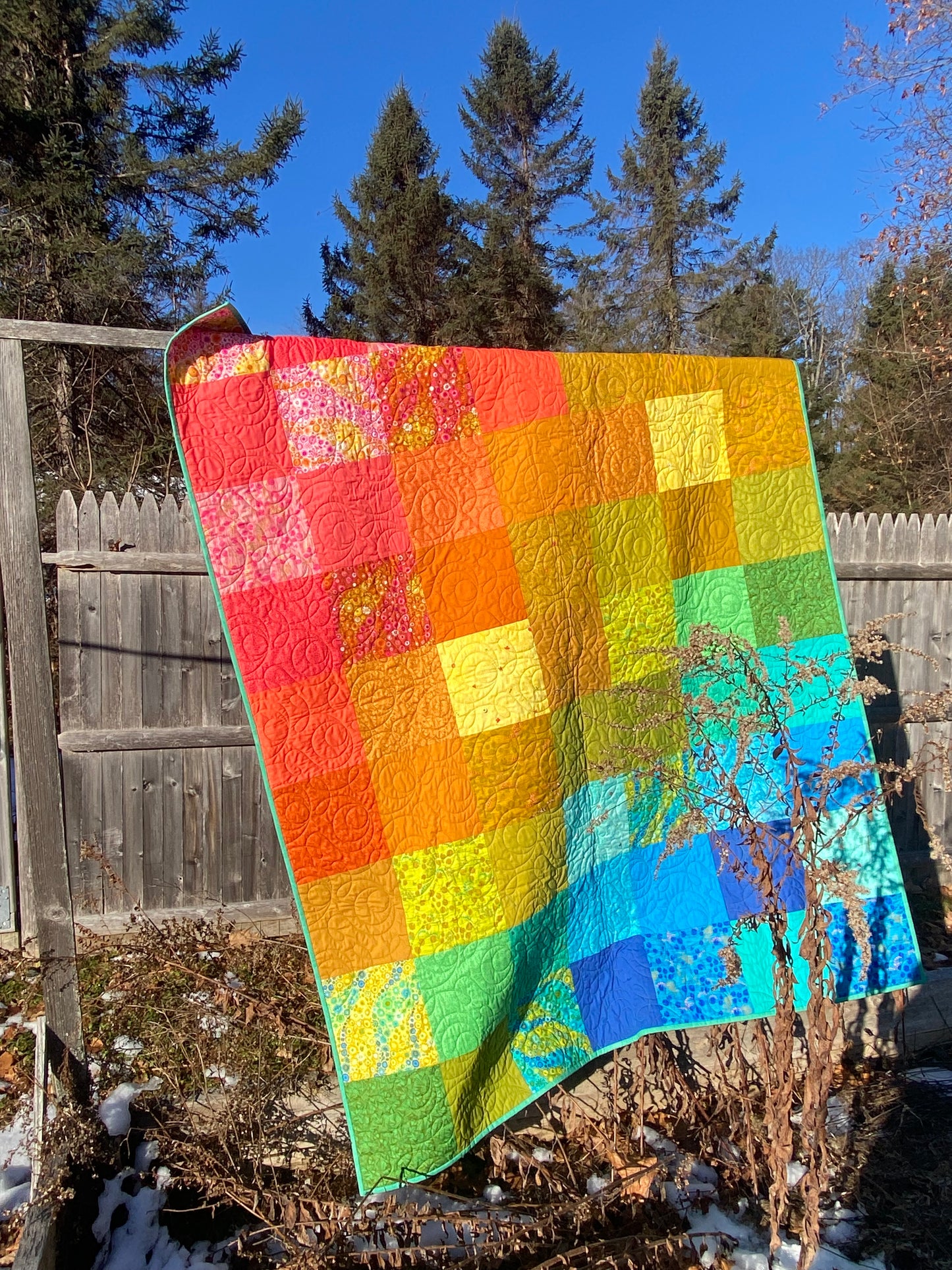 Rainbow Patchwork Quilt  - A Drawing!